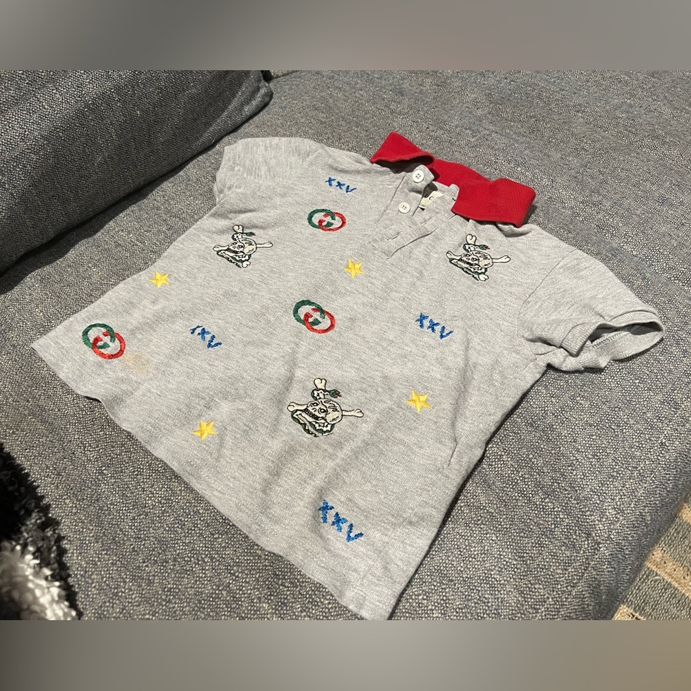 💎 Gucci 💎 Toddler Little boys size 4 short sleeve polo collared skulls shirt